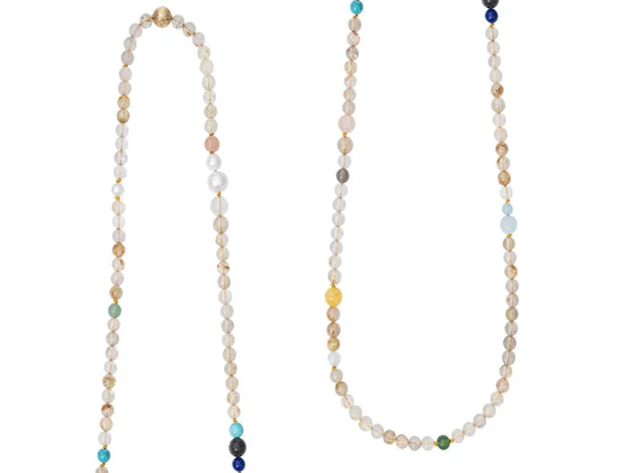 Ladies fashion necklaces-Bead collier Pearls, Rutile 80 cm.