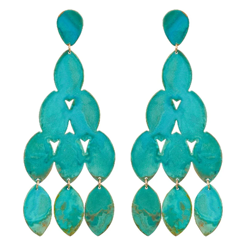 Ladies rose gold earrings-Verdigris Kiketta Earrings