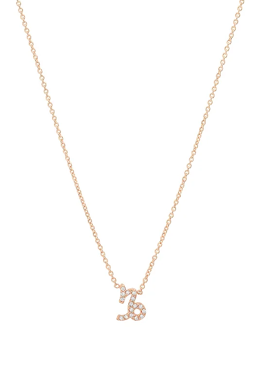 Ladies infinity charm necklaces-Rose Gold Diamond Capricorn Necklace