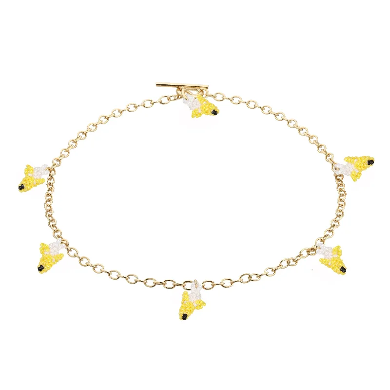 Ladies layered pendant necklaces-Banana Necklace Gold Plated, Yellow Beads