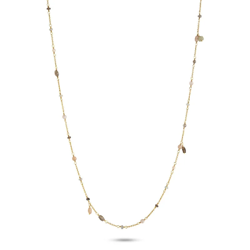 Ladies dainty pendant necklaces-Limited Edition Grey, Brown & Pink 18K Gold Plated Necklace