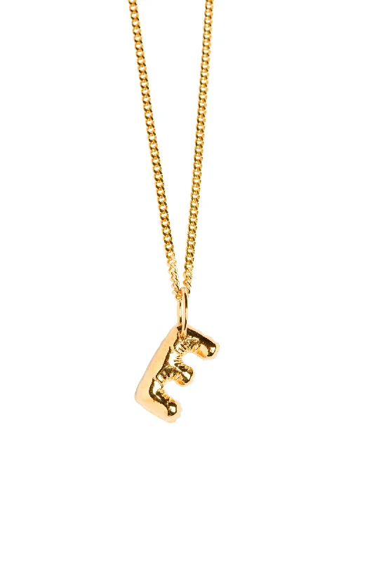 Ladies dainty pendant necklaces-Letter E Gold Plated Necklace