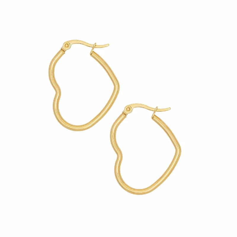 Ladies vintage diamond earrings-Mini Heart Hoop Earrings