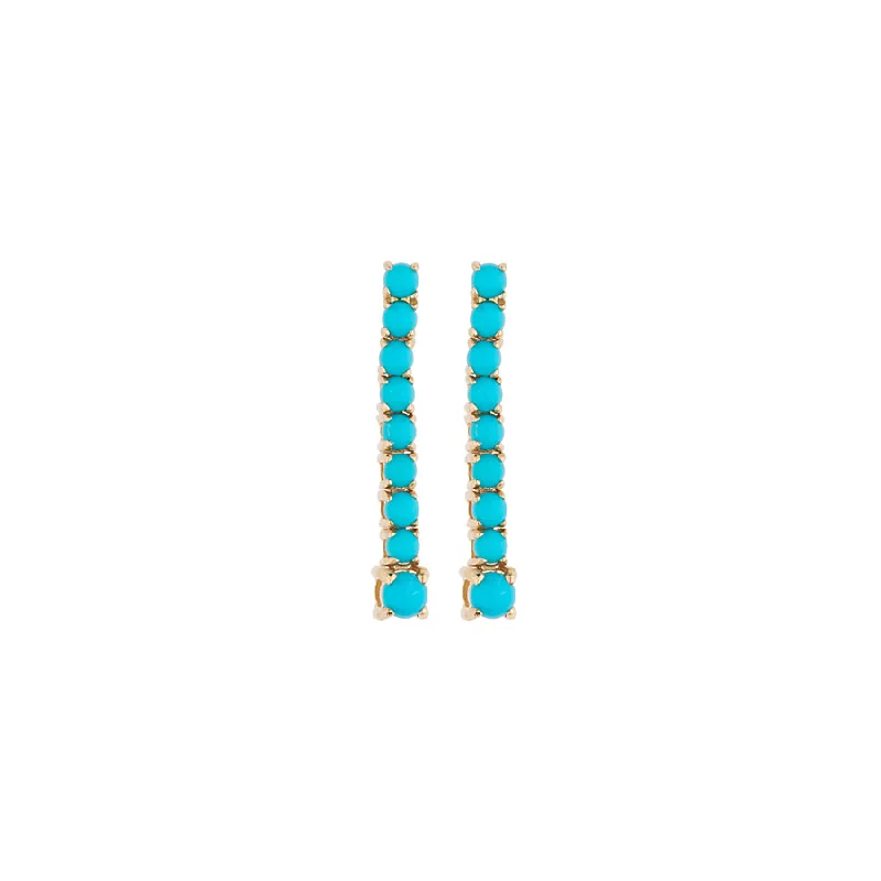 Ladies luxury hoop earrings-Turquoise Tennis Earring