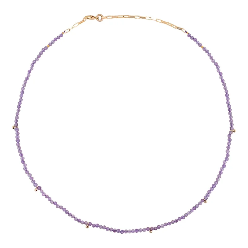 Ladies amethyst necklaces-Gold Plated Necklace w. Amethyst