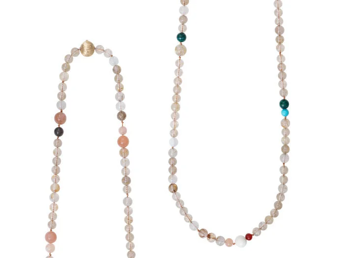 Ladies crystal necklaces-Bead collier Pearls, Rutile 90 cm.