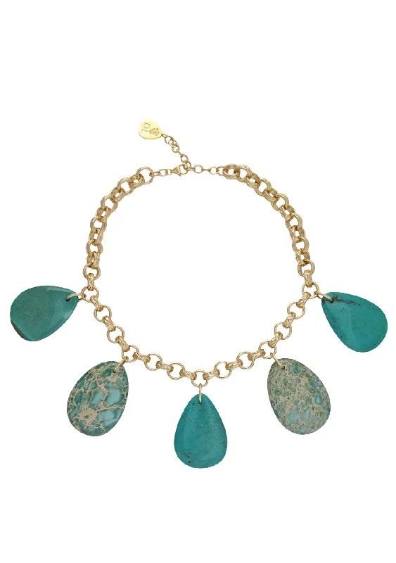 Ladies crystal drop necklaces-Chrysocolla Ocean Jasper Pendant Necklace