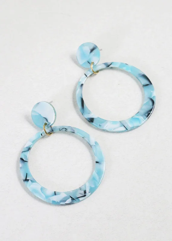 Ladies geometric stud earrings-Trendy Marbled Resin Hoop Earrings