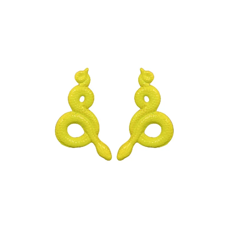 Ladies hoop earrings-Lime Viper Earrings