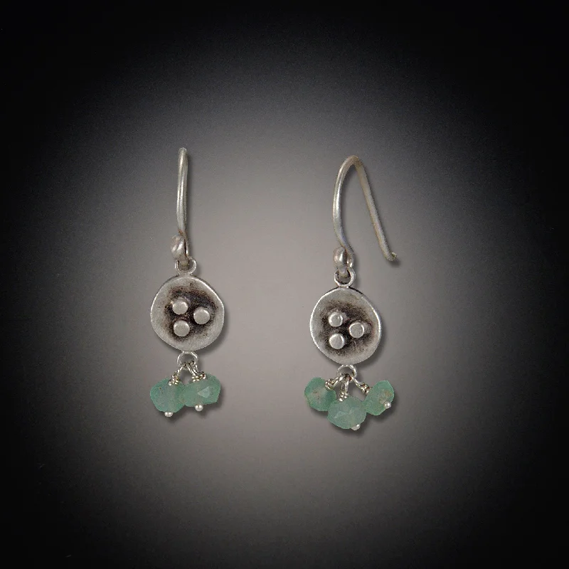 Ladies birthstone earrings-Small Bud Earrings with Chrysoprase Clusters