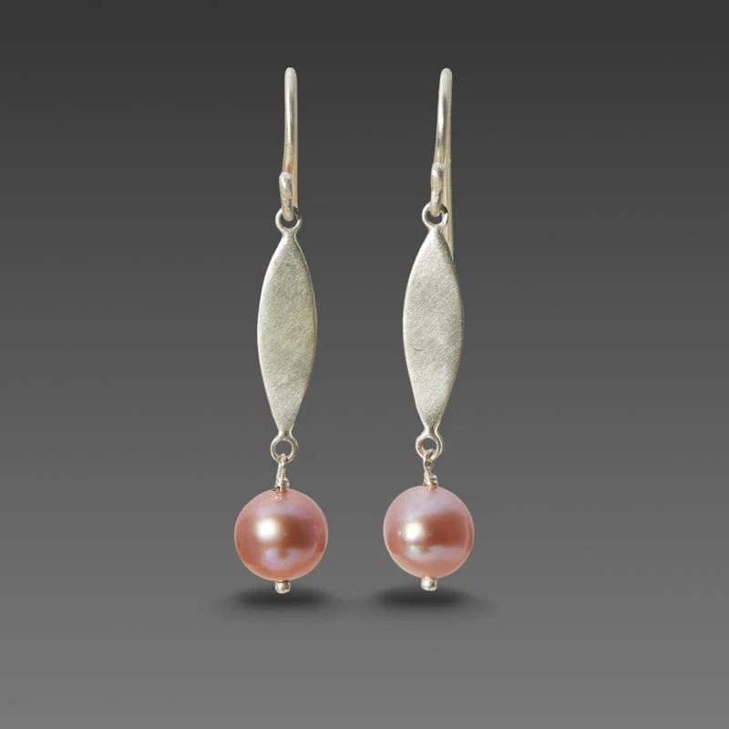 Ladies zirconia earrings-Small Single Leaf Earrings with Gem Drops