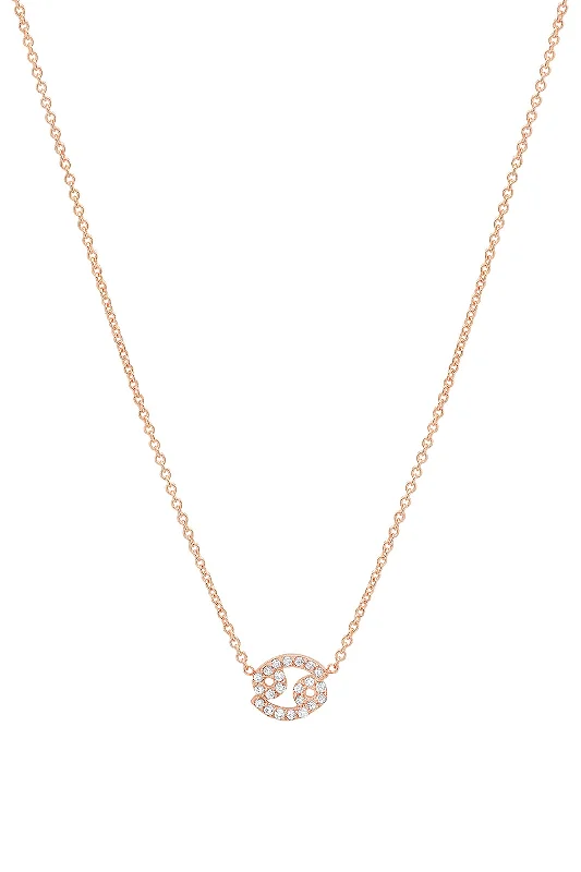 Ladies classic pearl necklaces-Rose Gold Diamond Cancer Necklace