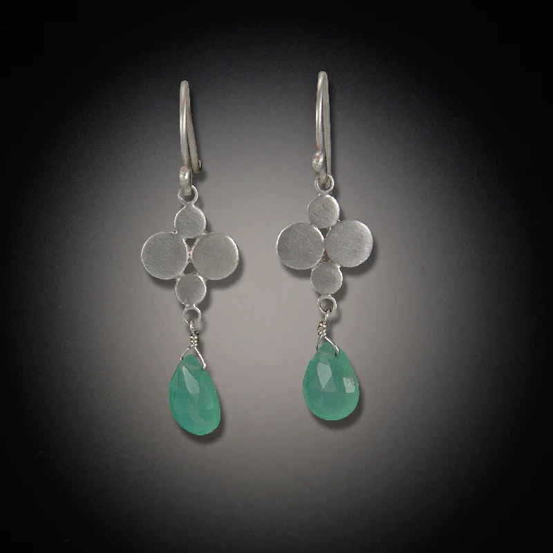 Ladies gold stud earrings-Charm Earrings with Chrysoprase Drop