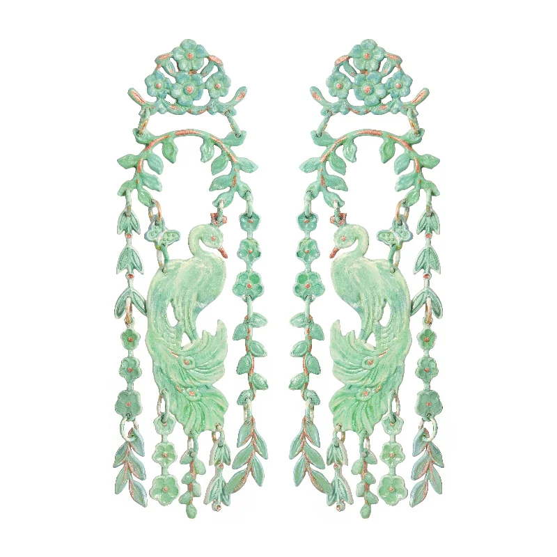 Ladies clip-on earrings-Jade Palace Garden Earrings