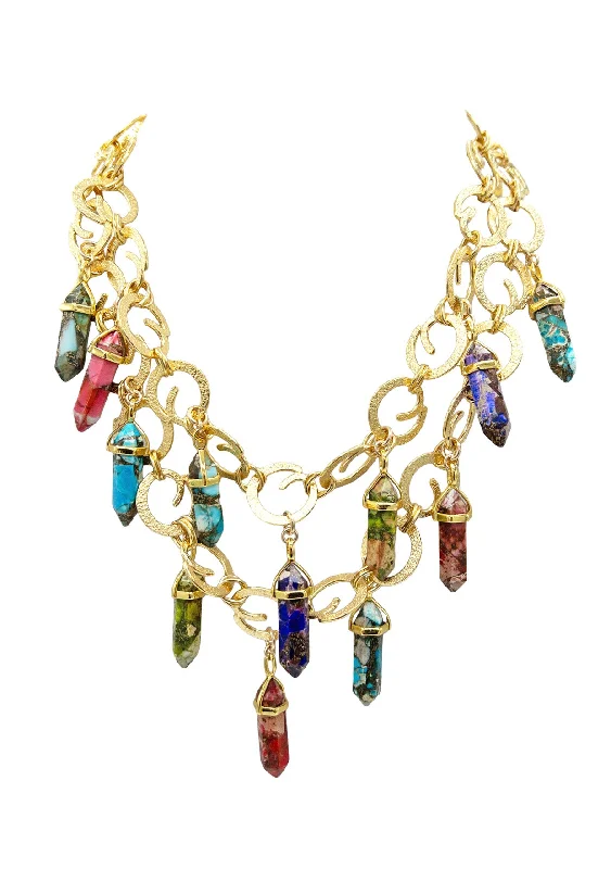 Ladies two-tone necklaces-Multi Color Pendant Necklace