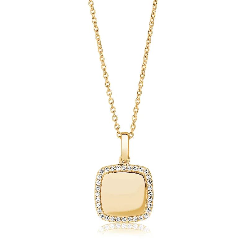 Ladies sterling silver necklaces-Follina Quadrato Gold Plated Necklace w. White Zirconias