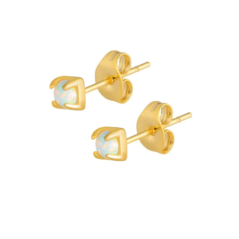 Ladies geometric earrings-Pluto Opal Stud Earrings