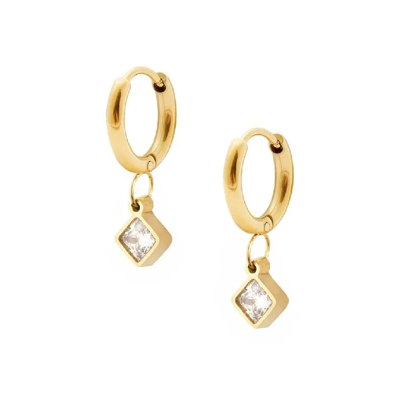 Ladies gold chandelier earrings-Mischa Hoop Earrings