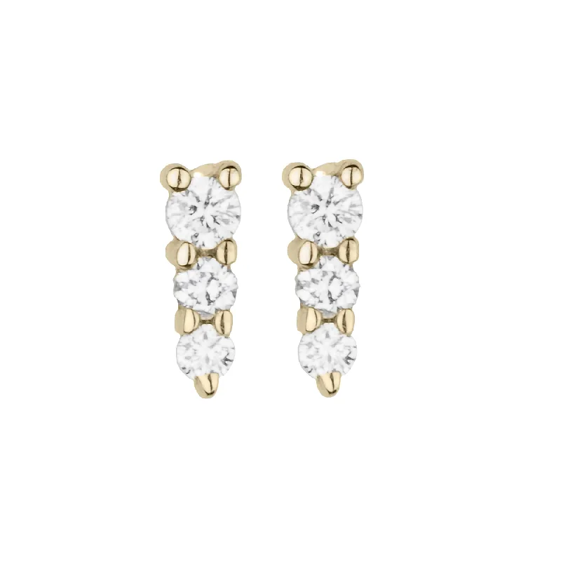 Ladies statement earrings-Mini Three Diamond Stud Earring