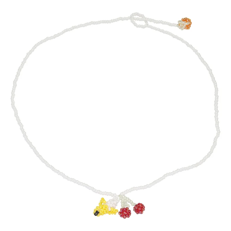 Ladies luxury diamond necklaces-Simple Fruit Salad Necklace Yellow and Red Beads