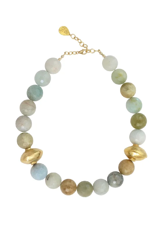 Ladies vintage necklaces-Amazonite Gold Accent Necklace