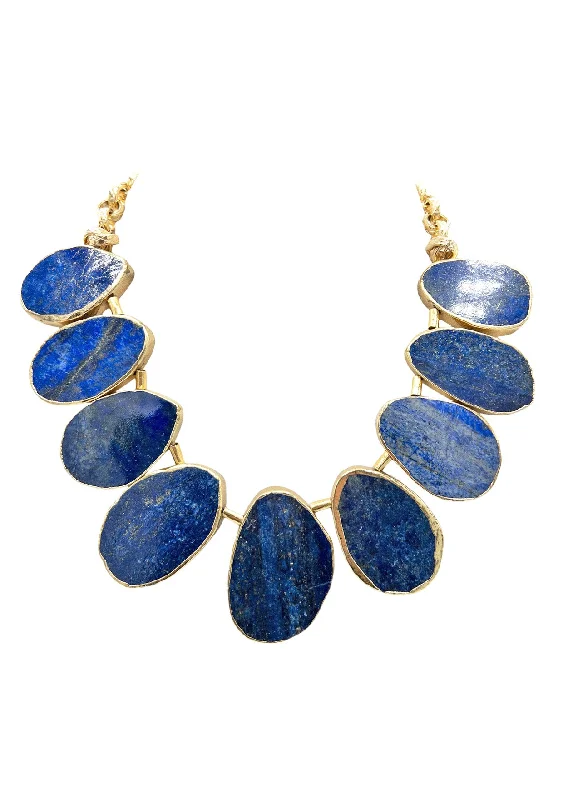 Ladies birthstone necklaces-Lapis in Gold Foil Necklace