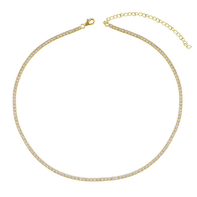 Ladies statement necklaces-White CZ Tennis Necklace