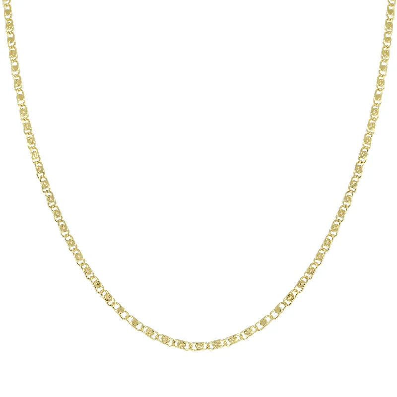 Ladies chain necklaces-Dainty Flat Link Chain Layering Necklace