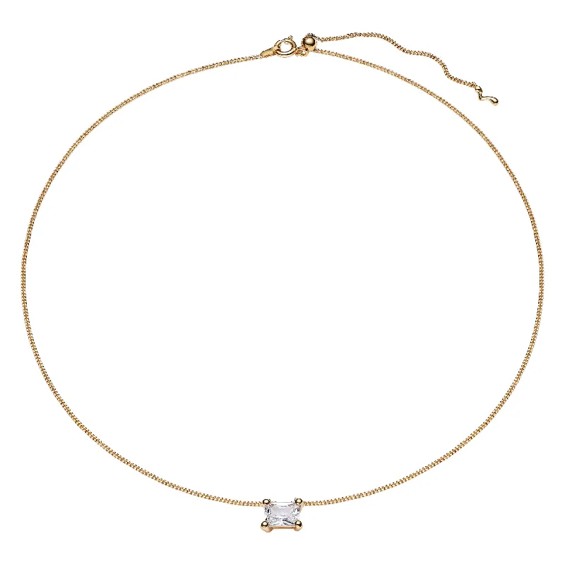 Ladies dainty pendant necklaces-Roppongi Drop Gold Plated Necklace w. Zirconia