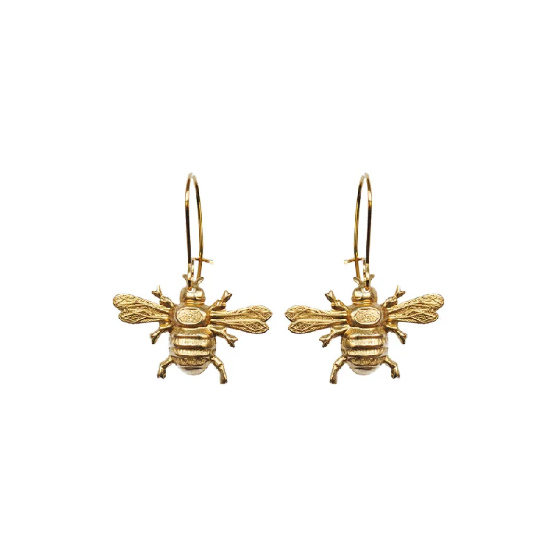 Ladies minimalist earrings-Gold Wee Bee Earrings