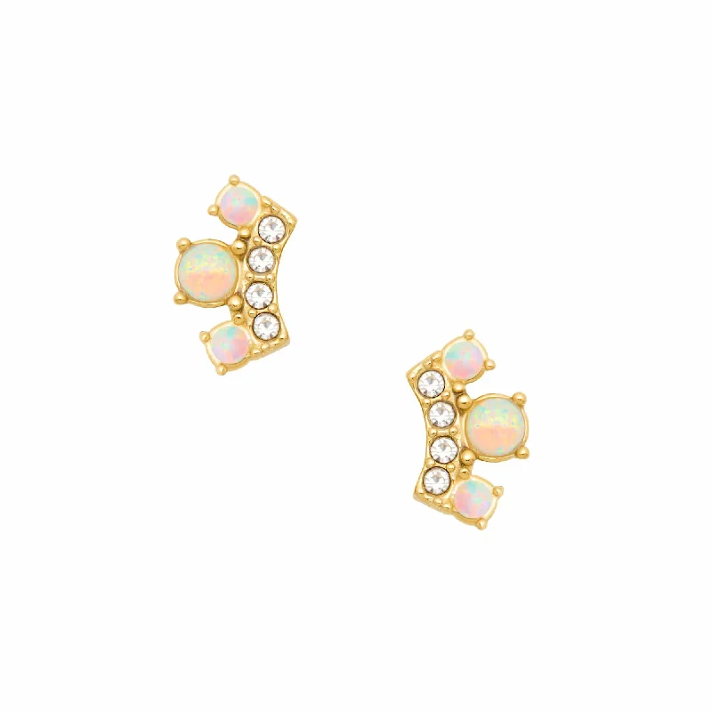 Ladies sterling silver diamond earrings-Clarissa Opal Stud Earrings