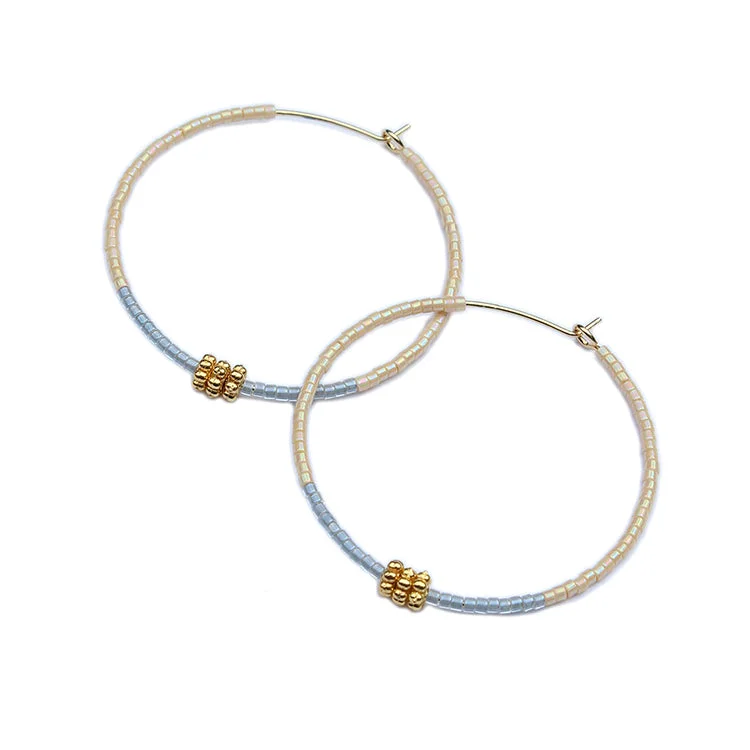 Ladies drop hoop earrings-Rosette Hoops Large / Ceylon