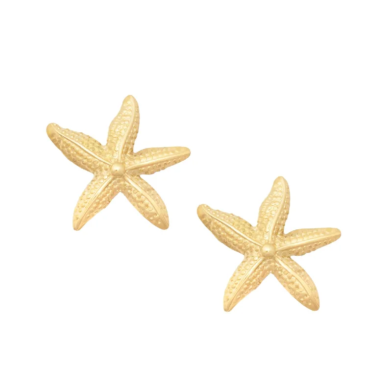 Ladies multi-stone earrings-Starfish Stud Earrings