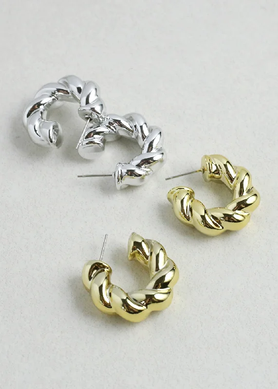 Ladies gold earrings with diamonds-Bold Twisted Hoop Earrings