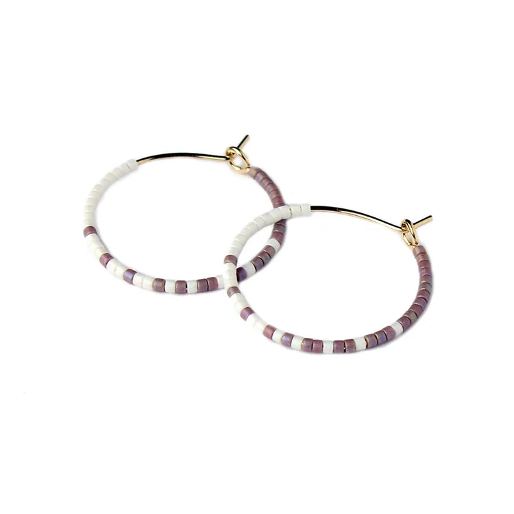 Ladies long earrings-Nora Hoops SM / White