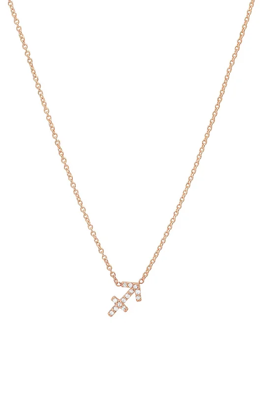 Ladies heart and arrow necklaces-Rose Gold Diamond Sagittarius Necklace