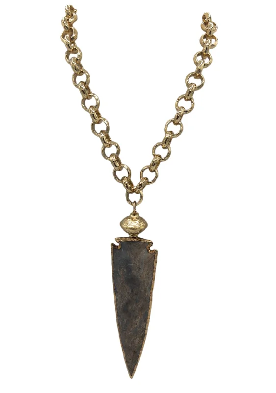 Ladies custom-made necklaces-Arrowhead Gold Accent Pendant Necklace