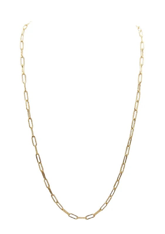 Ladies holiday charm necklaces-Gold Link Long Chain Necklace