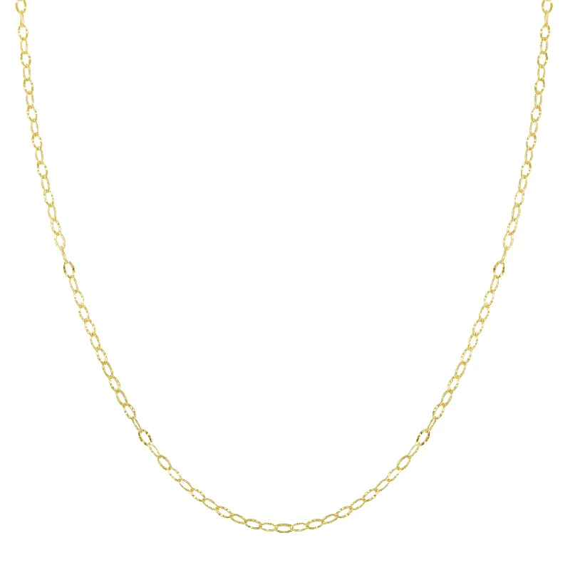 Ladies bohemian necklaces-Diamond Cut Oval Cable Chain Necklace, 14k