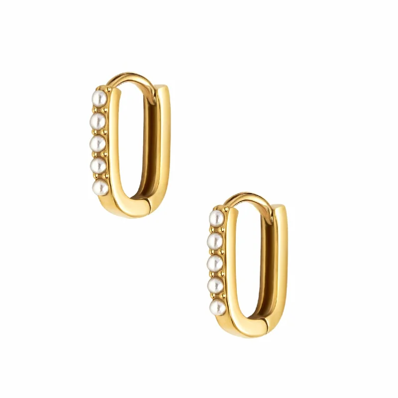 Ladies vintage stud earrings-Rosalie Pearl Hoop Earrings