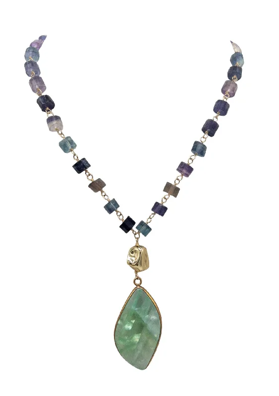 Ladies ruby necklaces-Fluorite Station Pendant Necklace