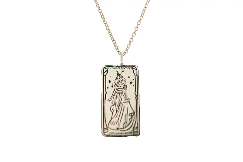 Ladies celestial necklaces-The High Priestess Tarot Card Necklace