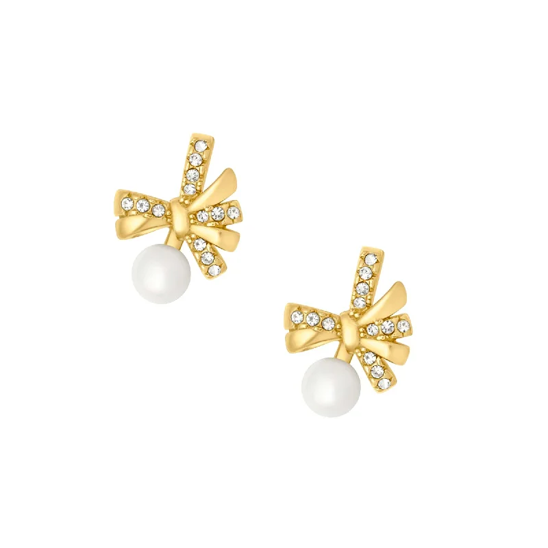 Ladies moon and star earrings-Miyan Bow Stud Earrings