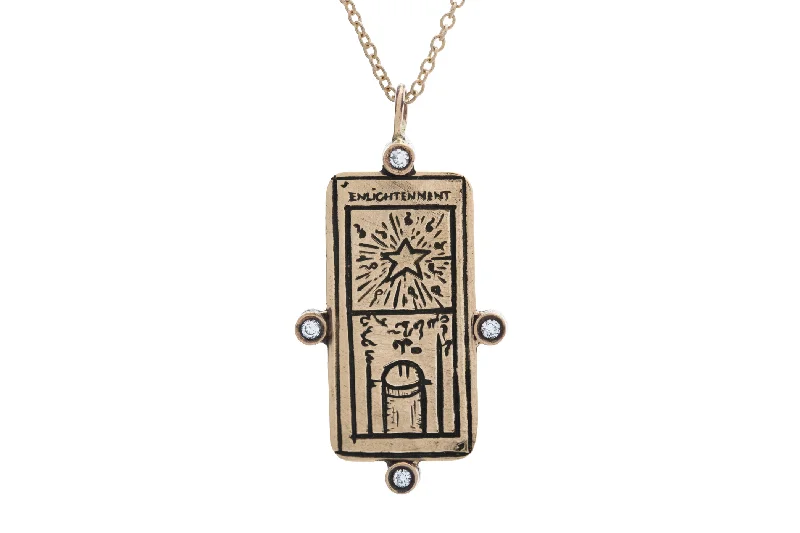 Ladies layered gold necklaces-Diamond Enlightenment Tarot Card Necklace