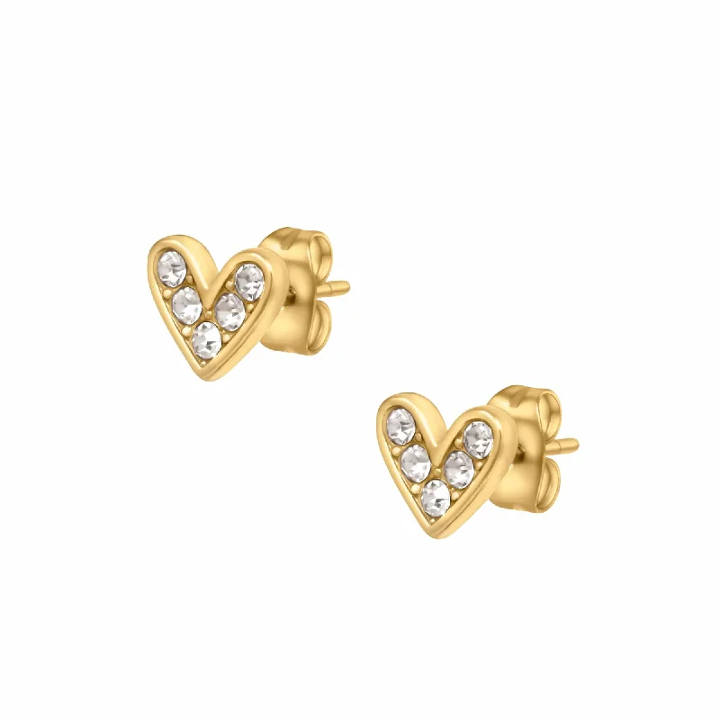 Ladies zirconia earrings-First Love Stud Earrings