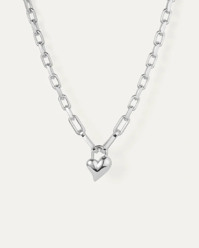 Ladies chain necklaces-Padlock Heart Pendant Necklace