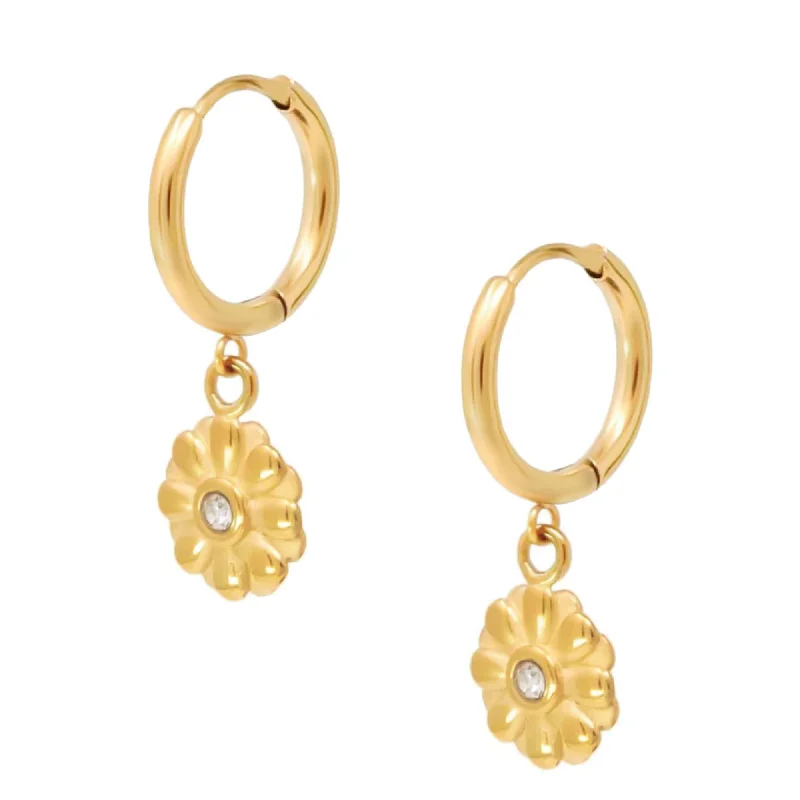 Ladies bar earrings-Fleur Hoop Earrings