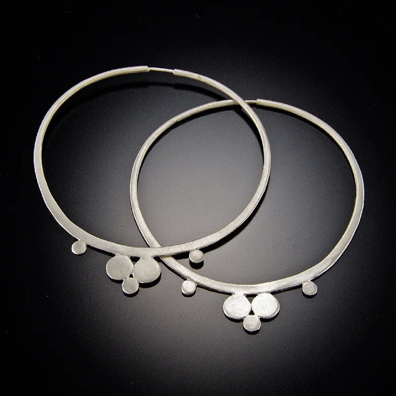 Ladies flower earrings-Large Hammered Disk Hoop Earrings