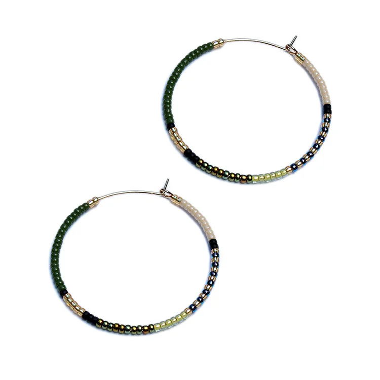 Ladies chain earrings-Aryna Hoops / Olive