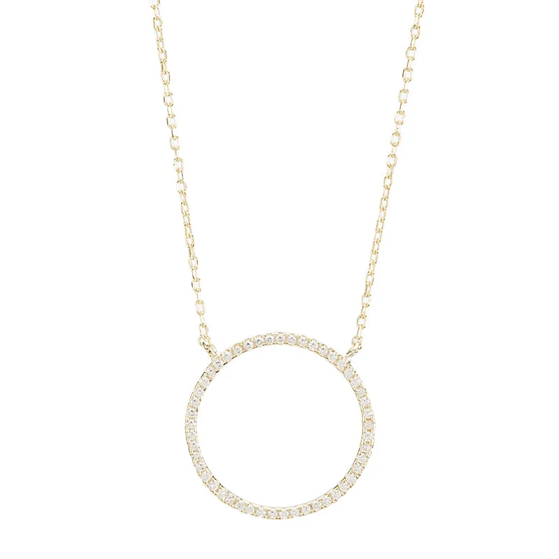 Ladies diamond necklaces-Open Circle Pavé CZ Necklace